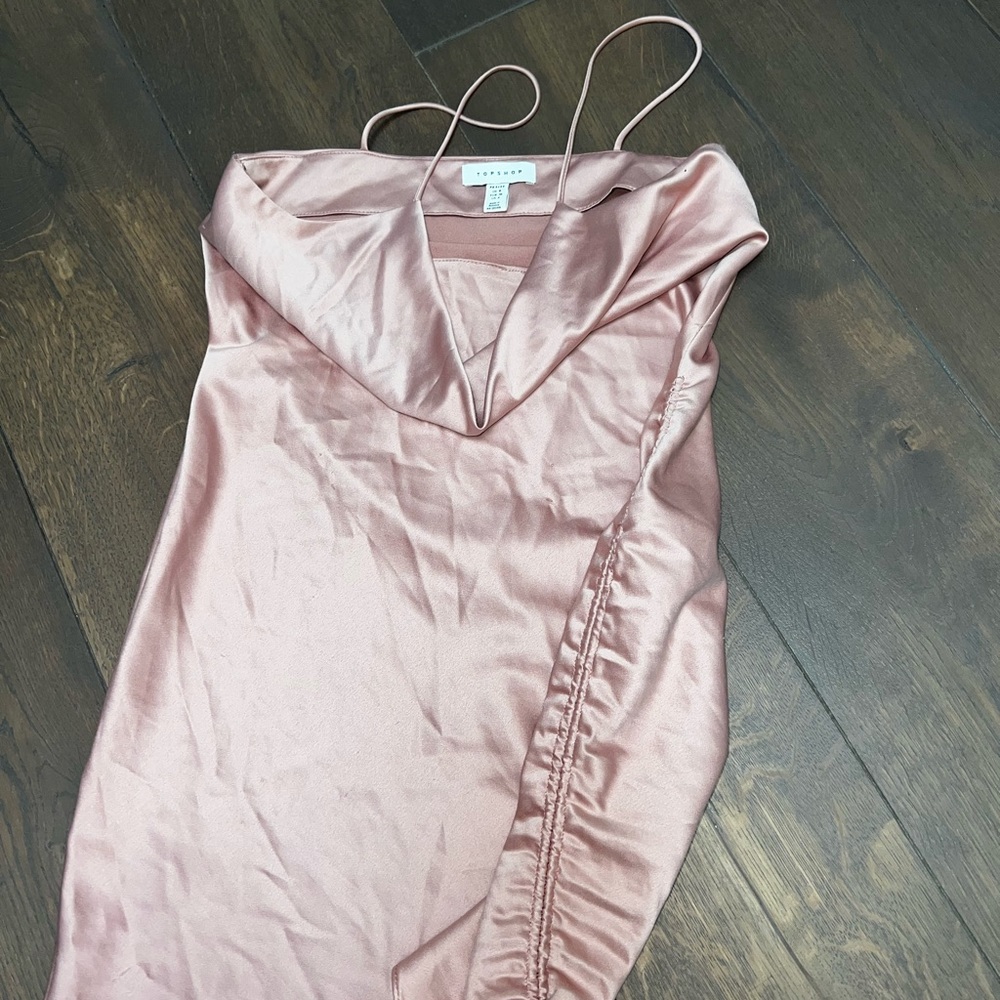TopShop Pink Satin Ruffle Dress - Picture 4 of 4